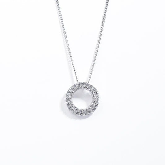 Sterling Silver Zirconia Double Halo Slider Pendant