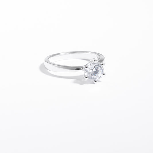 Sterling Silver Zirconia Brilliant Solitaire Ring