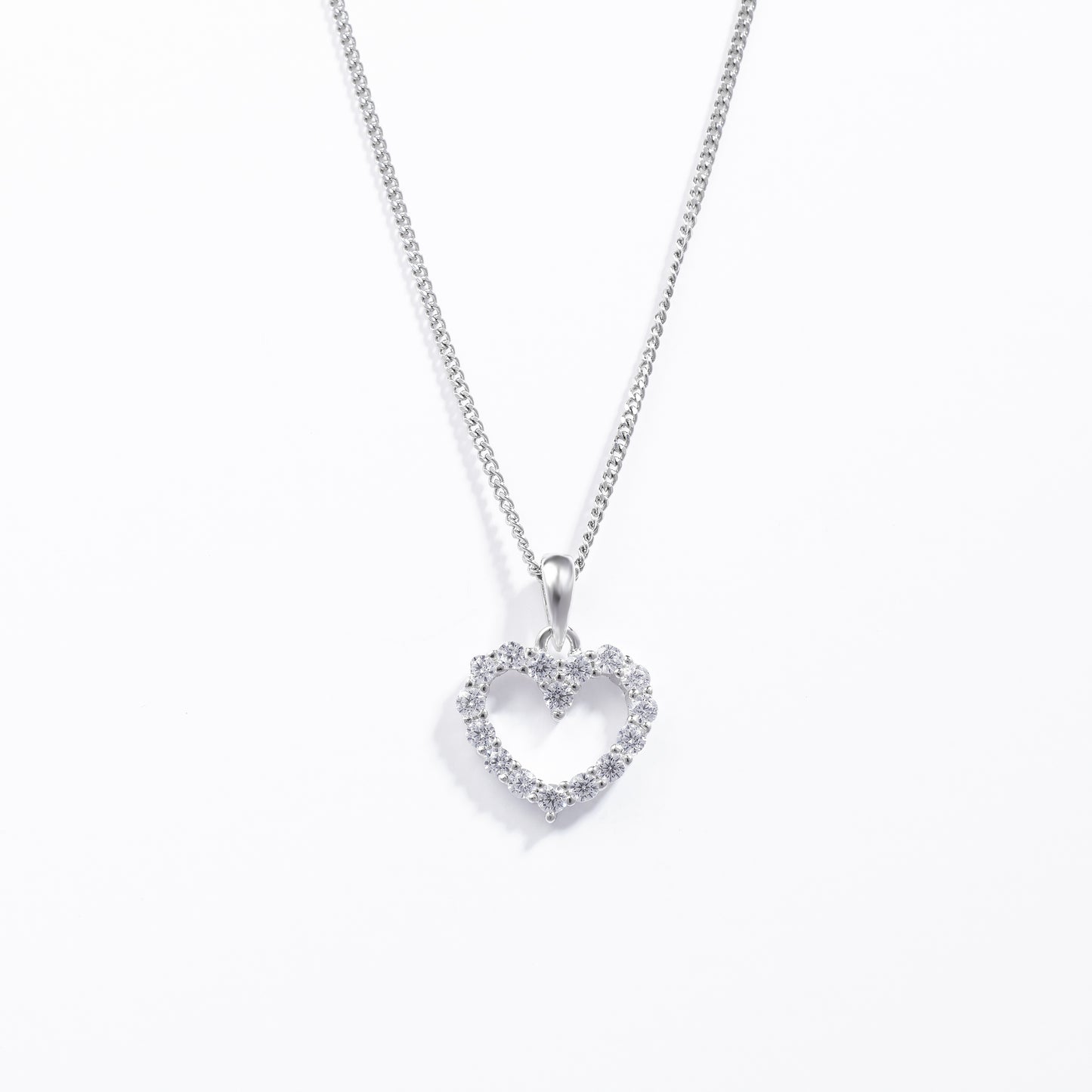 Sterling Silver Zirconia Claw Set Heart Pendant
