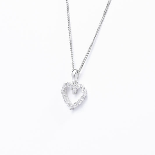 Sterling Silver Zirconia Claw Set Heart Pendant