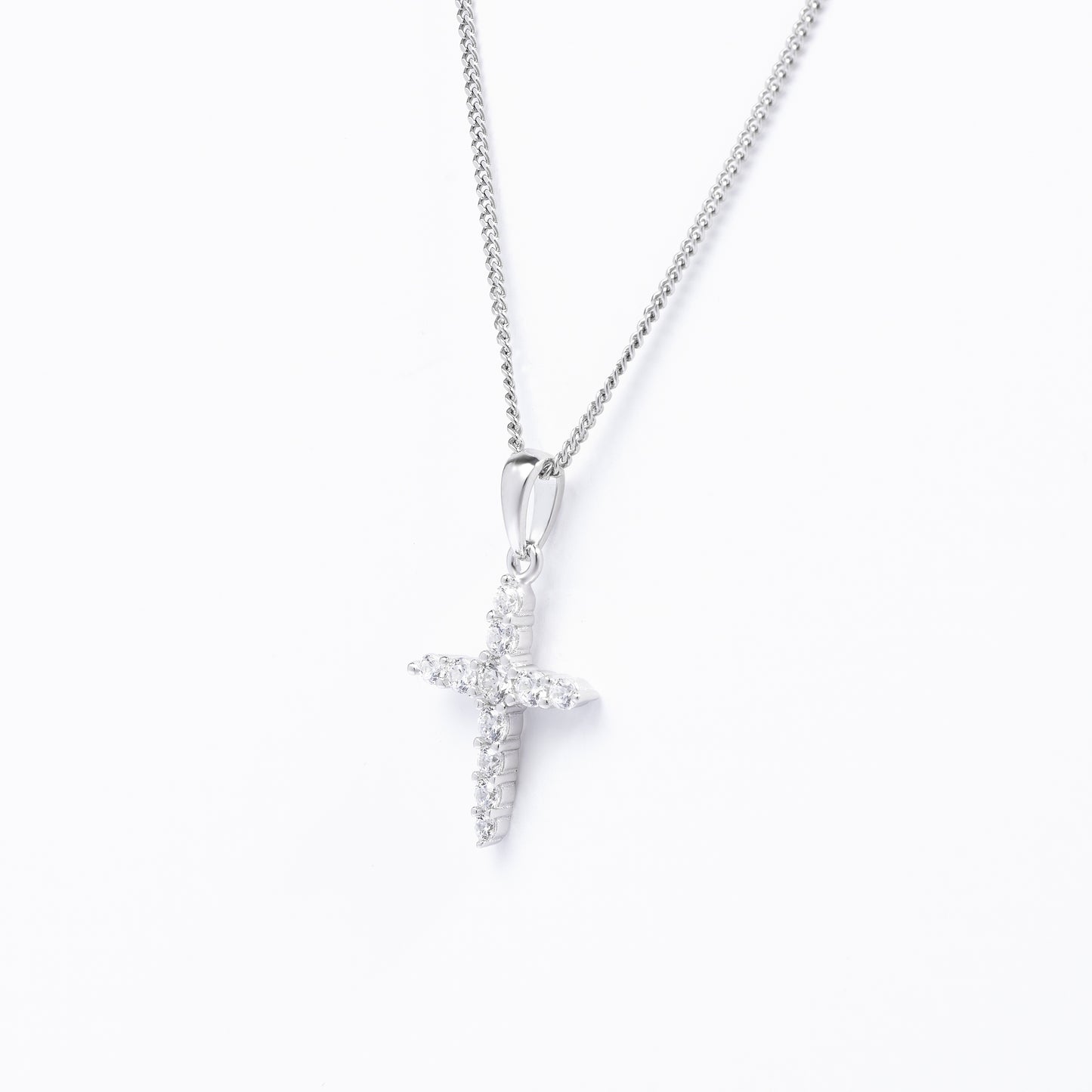 Sterling Silver Zirconia Claw Set Cross Pendant