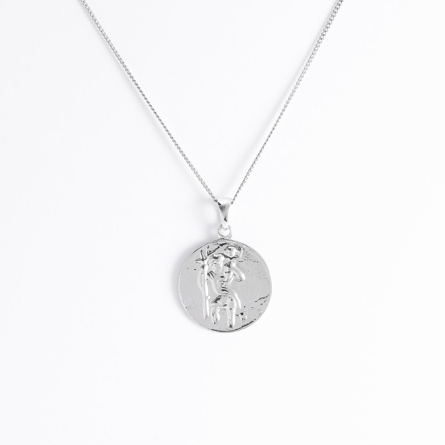 Sterling Silver St Christopher Medallion Pendant 18mm