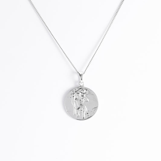 Sterling Silver St Christopher Medallion Pendant 18mm