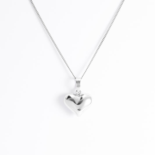 Sterling Silver Puffy Heart Pendant 15mm