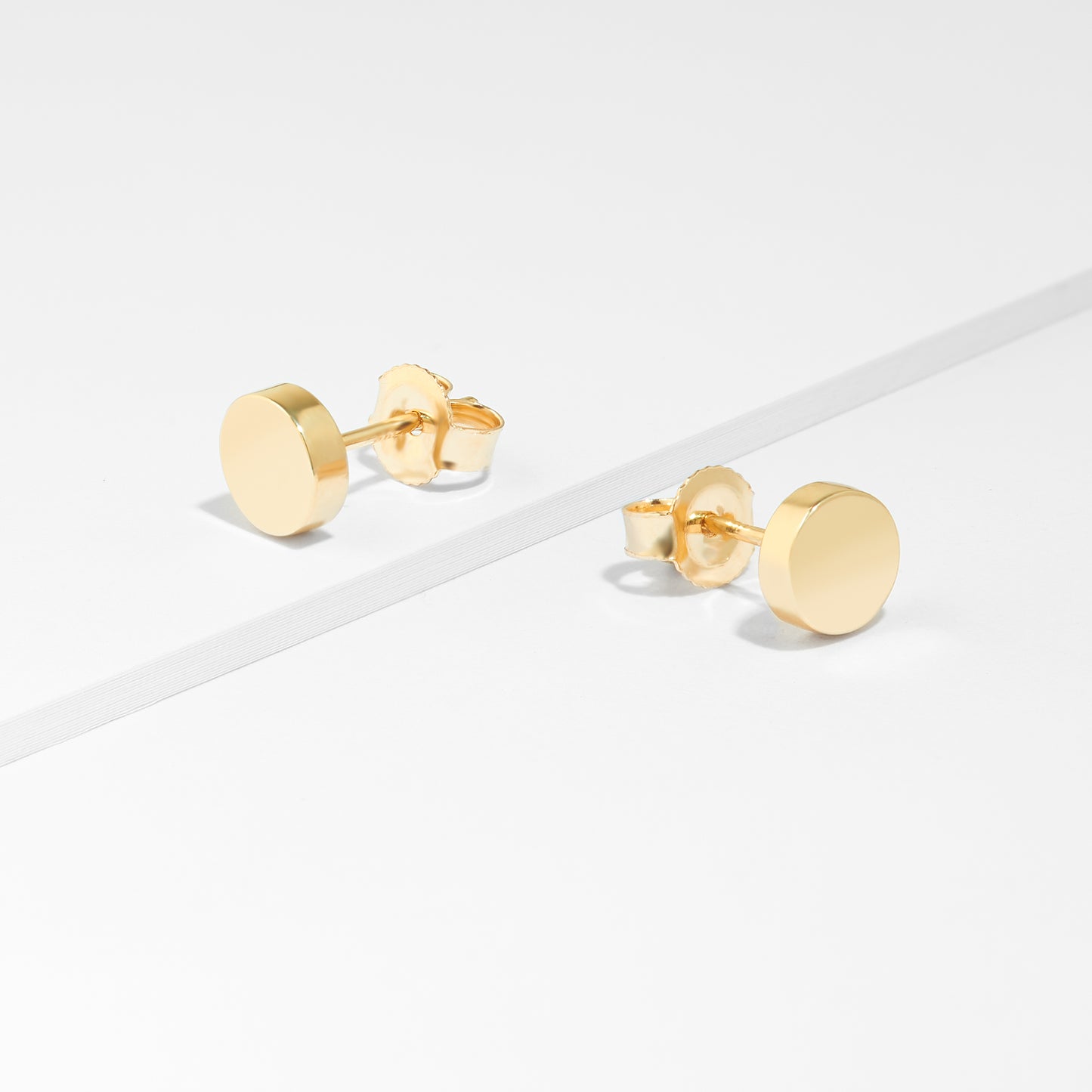 9K Yellow Gold Plain Disc Stud Earrings 6mm