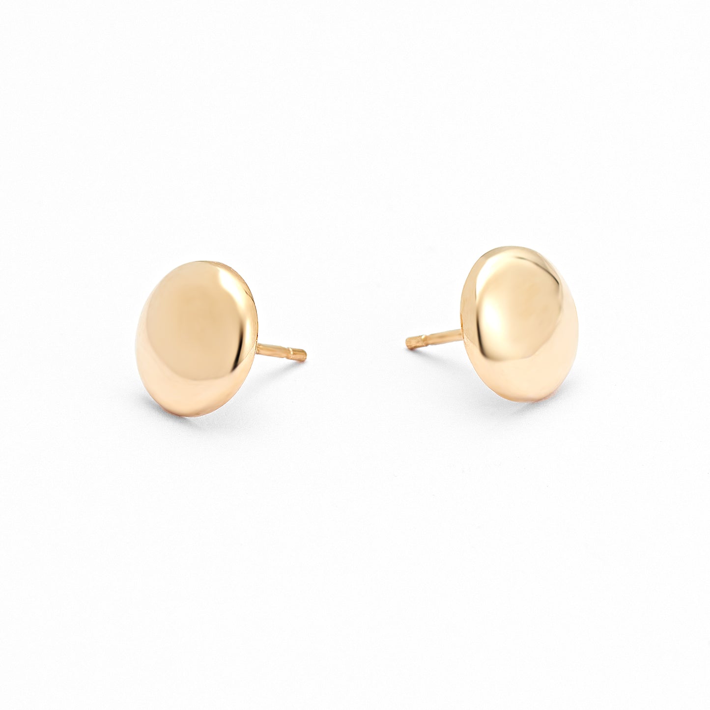 9K Yellow Gold Disc Stud Earrings 10mm
