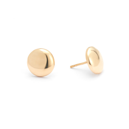 9K Yellow Gold Disc Stud Earrings 10mm