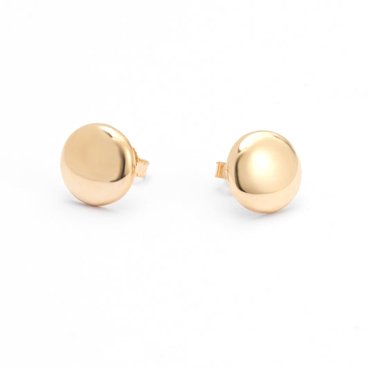 9K Yellow Gold Disc Stud Earrings 10mm