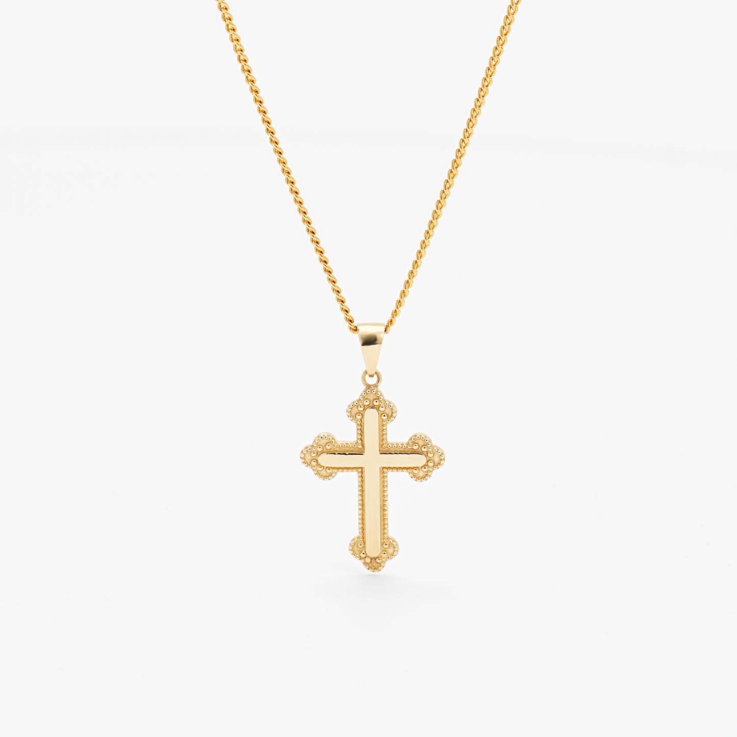 9K Yellow Gold Fancy Orthodox Cross Pendant 25x14.5mm
