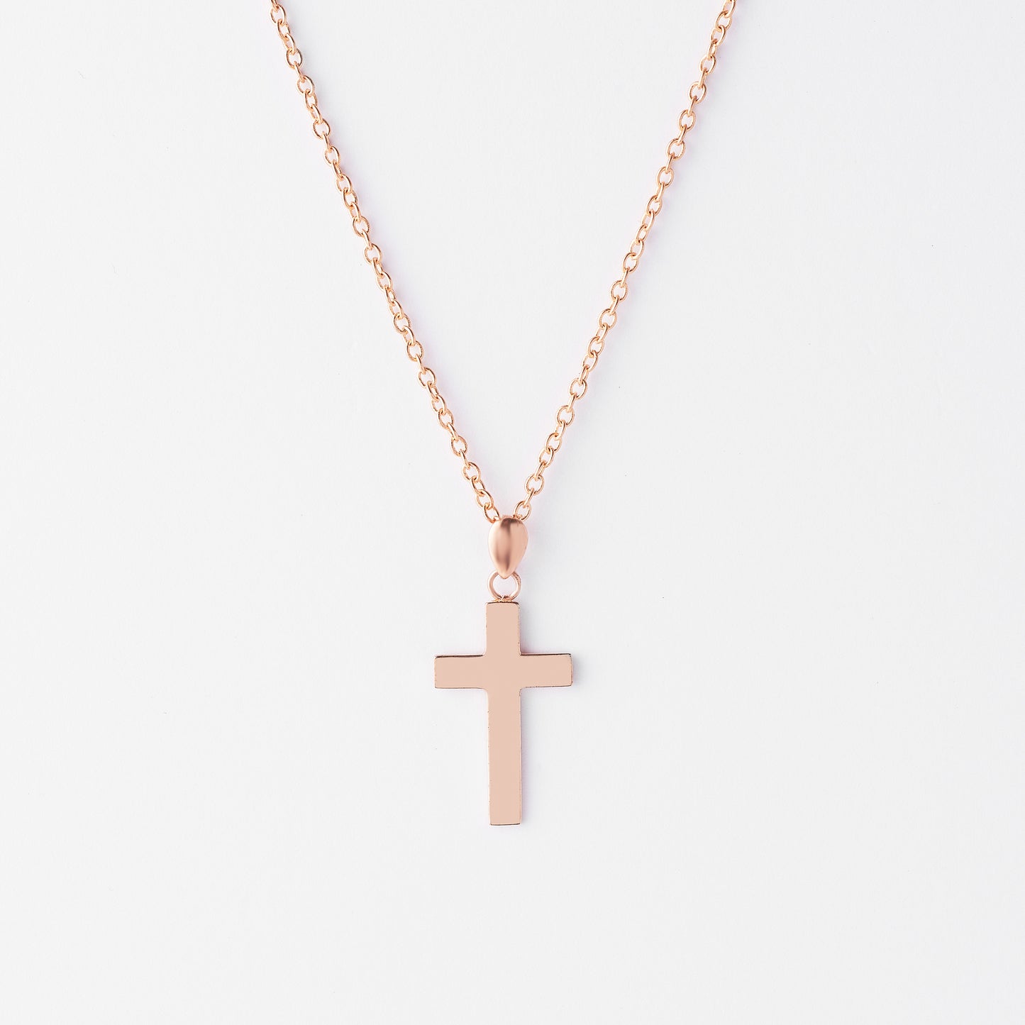 9K Rose Gold Solid Squared Cross Pendant 20x12mm