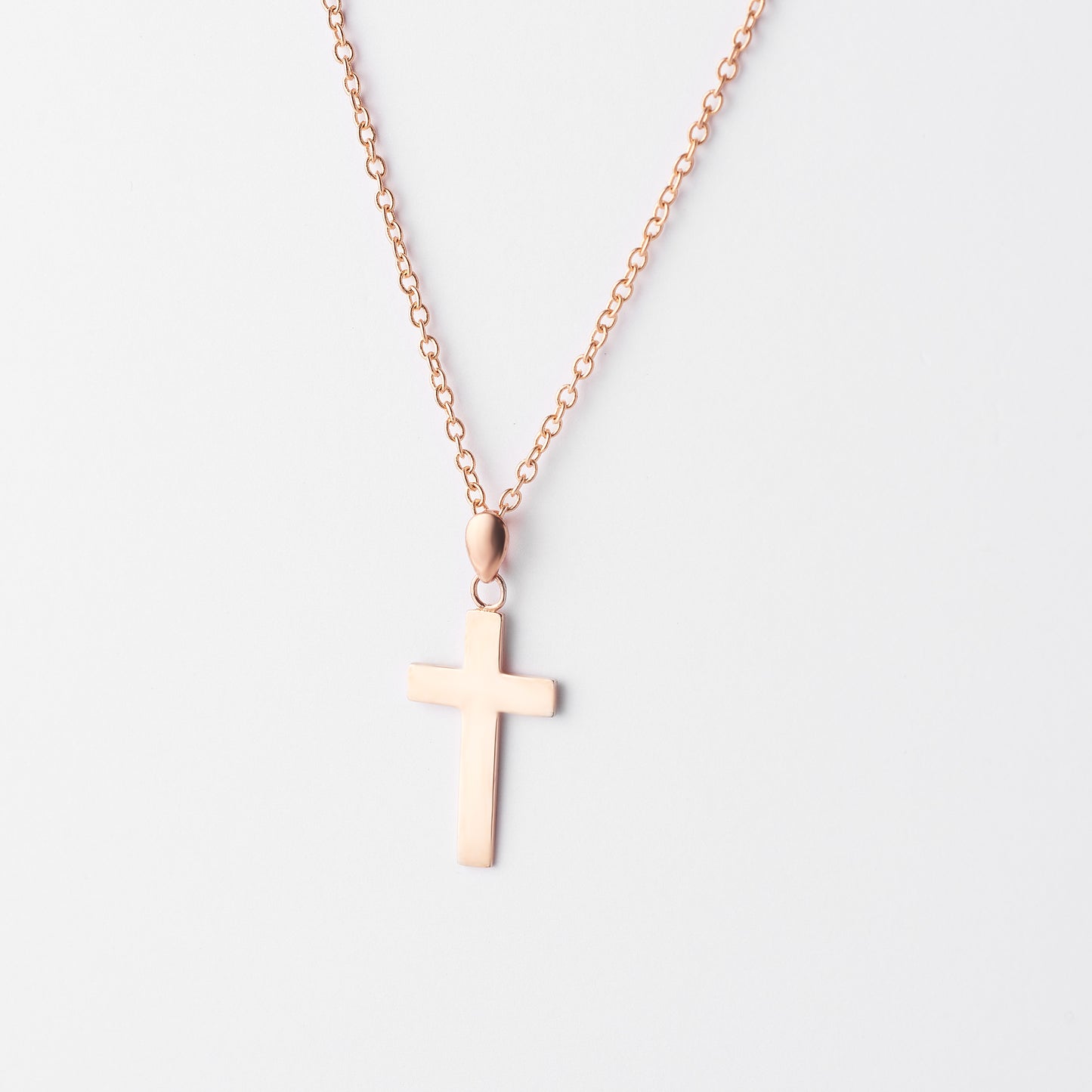 9K Rose Gold Solid Squared Cross Pendant 20x12mm