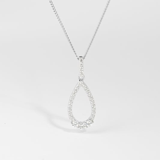 Sterling Silver Zirconia Claw Set Open Teardrop Pendant