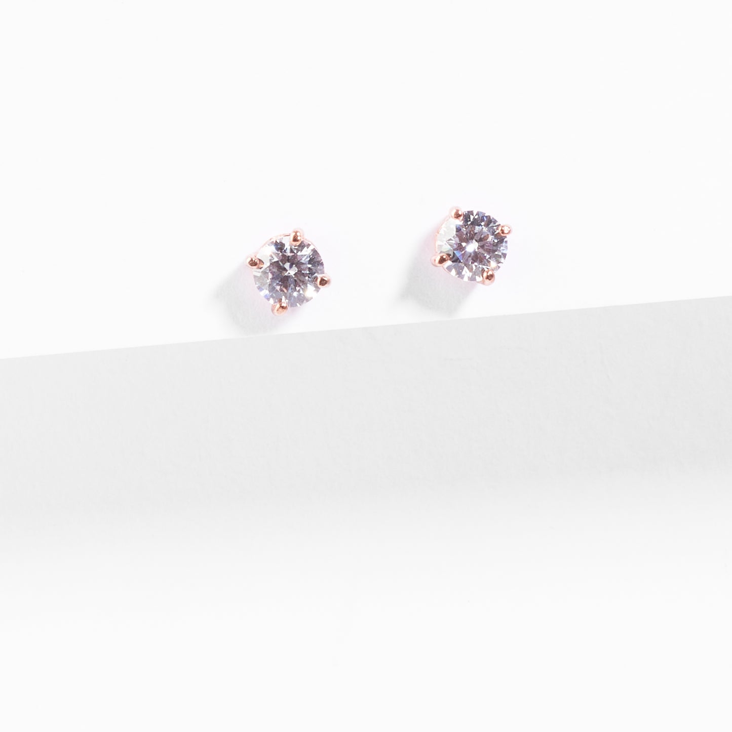 9K Rose Gold Zirconia Stud Earrings 4mm