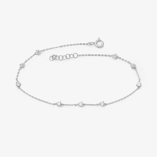 9K White Gold Dainty Zirconia Bracelet 19cm
