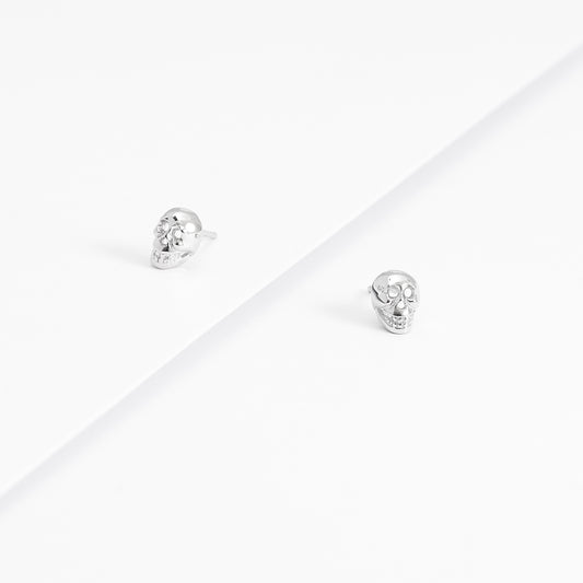 Sterling Silver Skull Stud Earrings