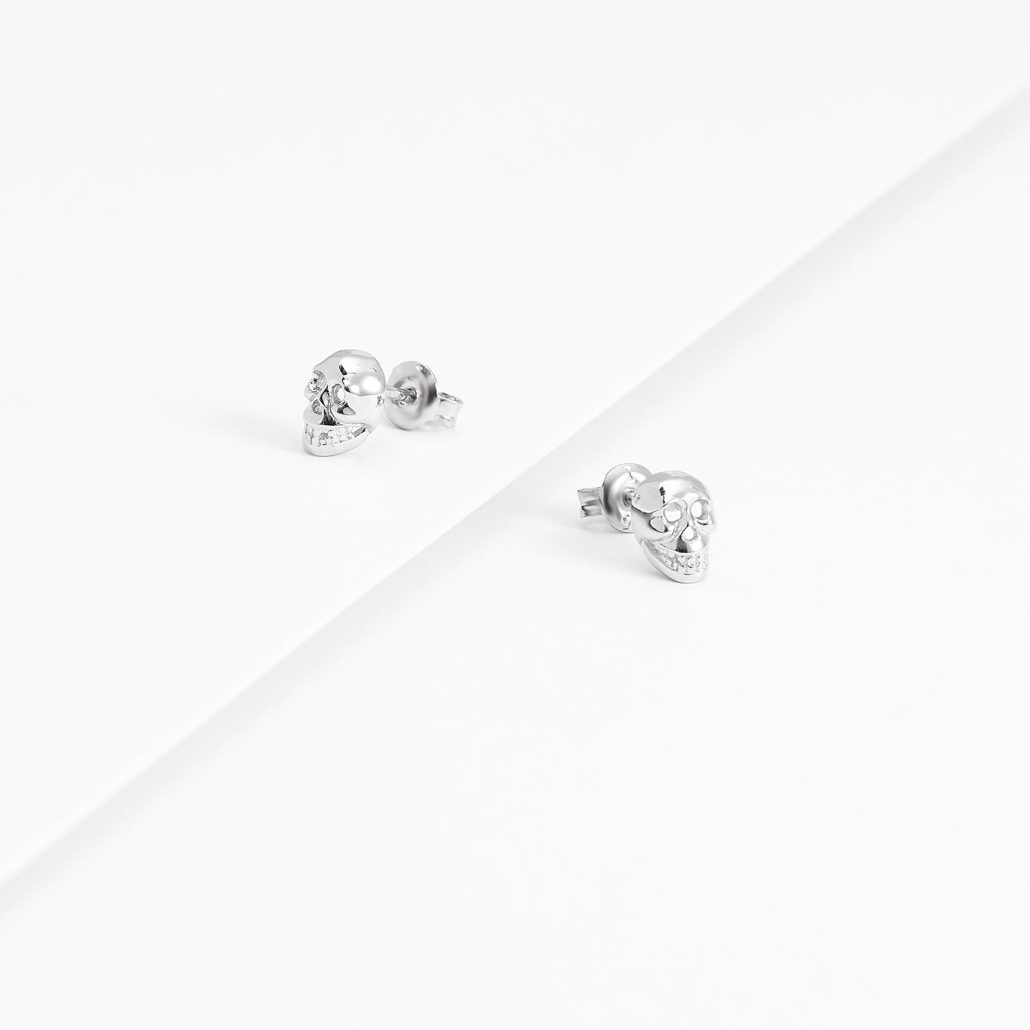 Sterling Silver Skull Stud Earrings