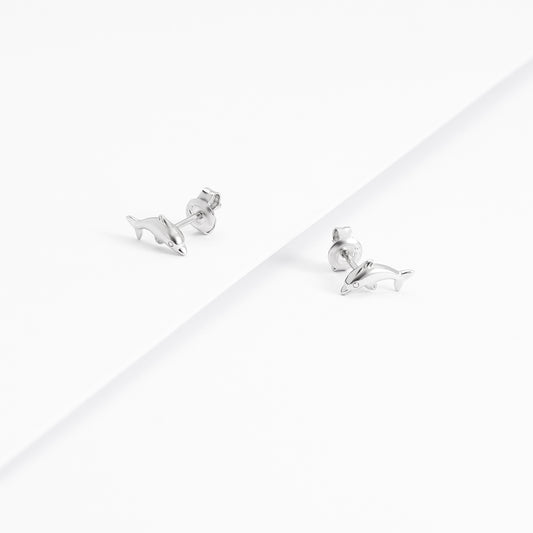 Sterling Silver Small Dolphin Stud Earrings