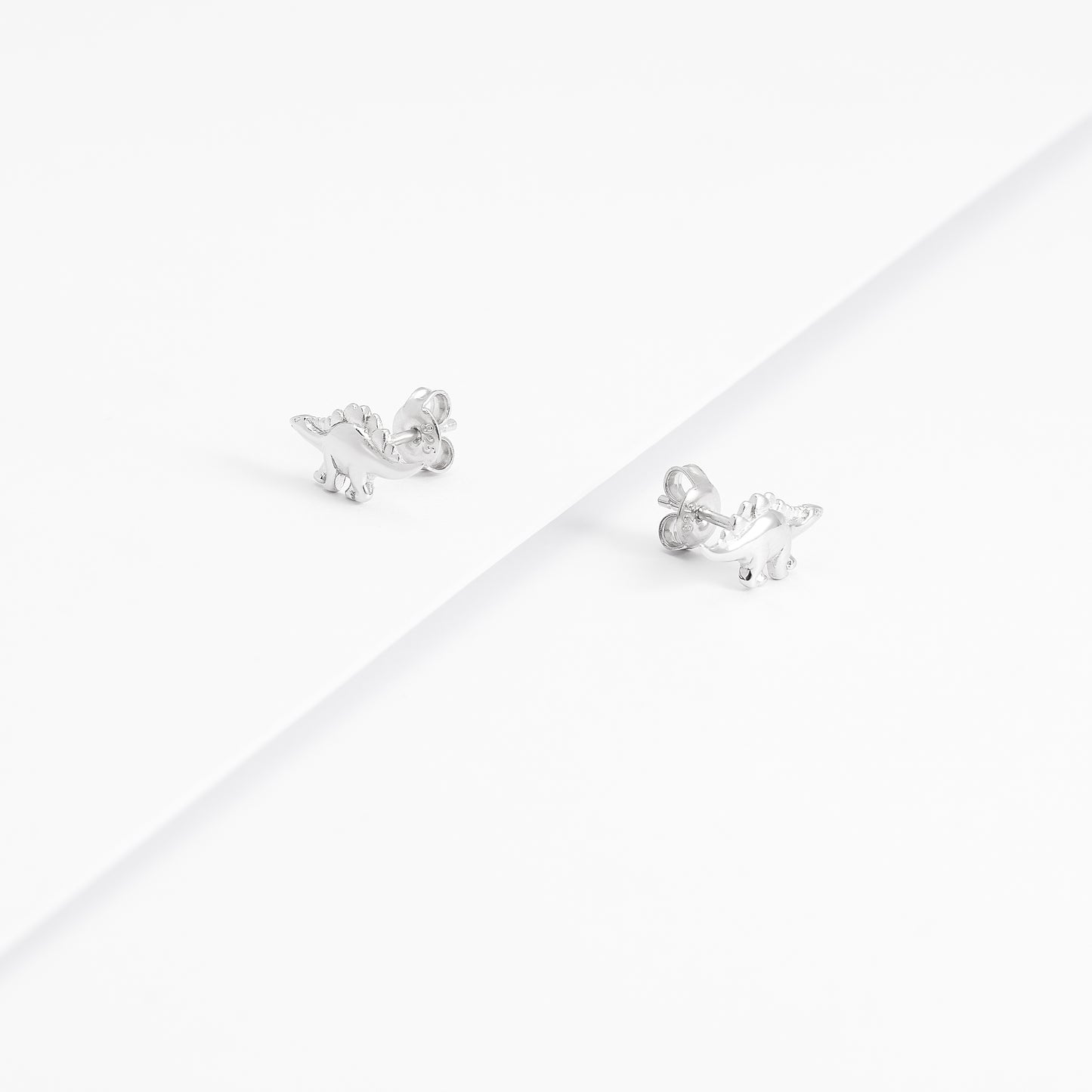 Sterling Silver Dinosaur Stud Earrings