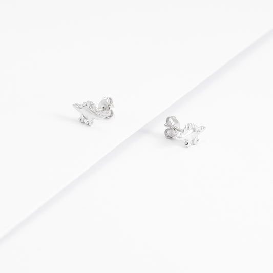 Sterling Silver Dinosaur Stud Earrings