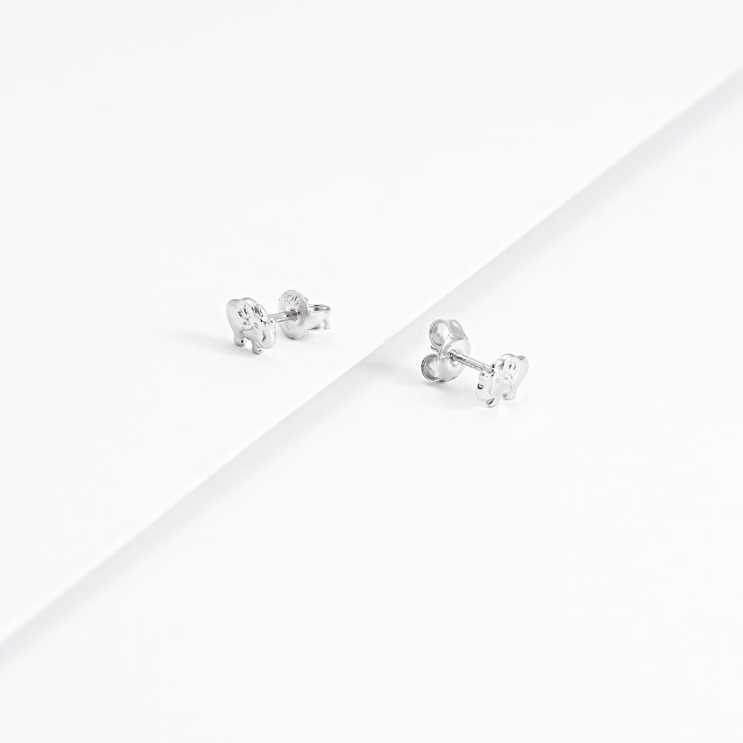 Sterling Silver Elephant Stud Earrings