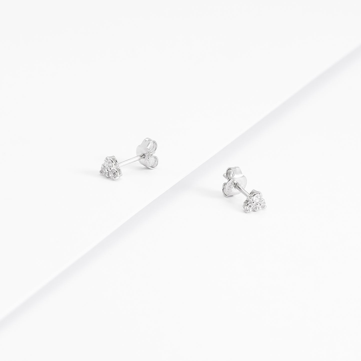 Sterling Silver Zirconia Triangle Stud Earrings 3x2.3mm