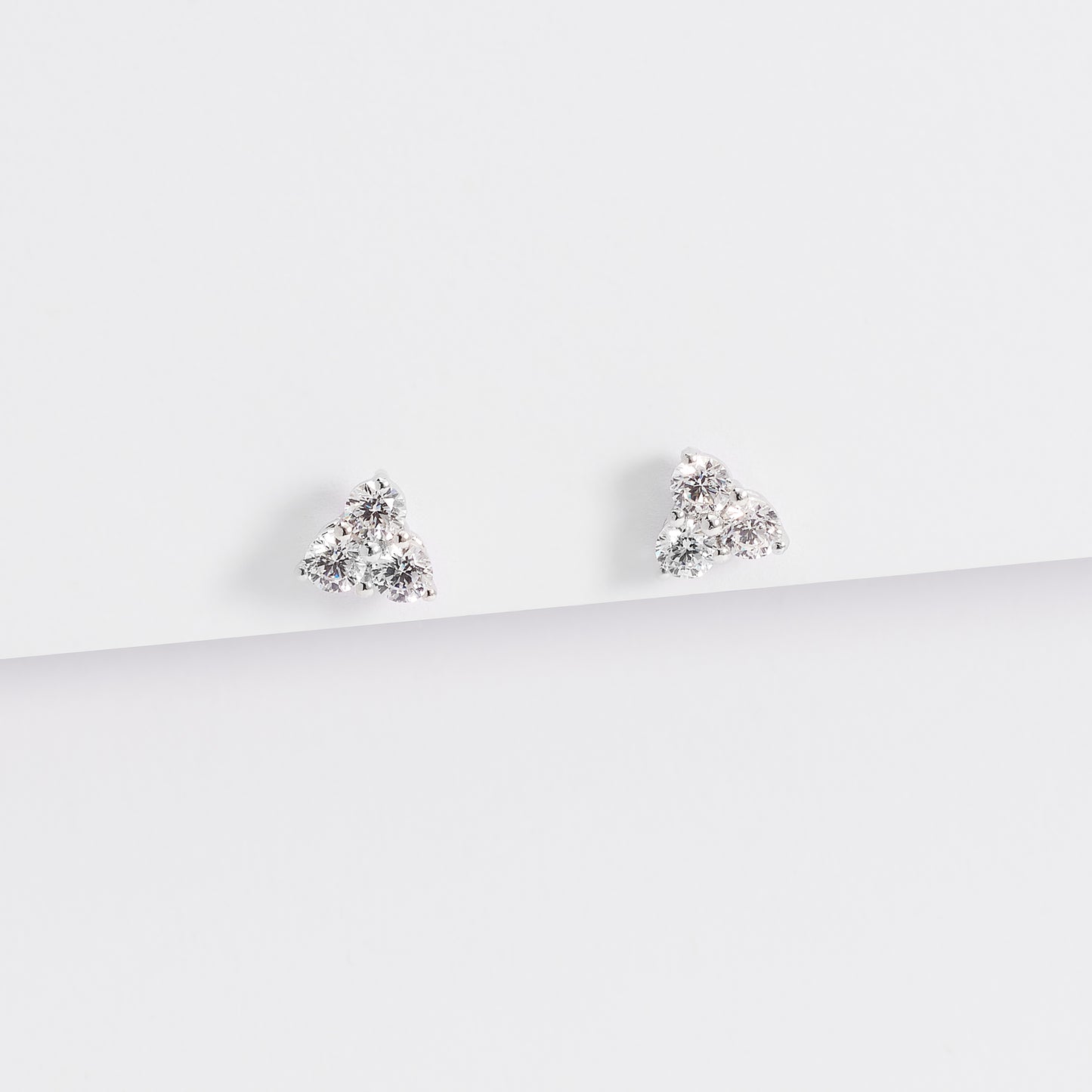 Sterling Silver Zirconia Triangle Stud Earrings 3x2.9mm