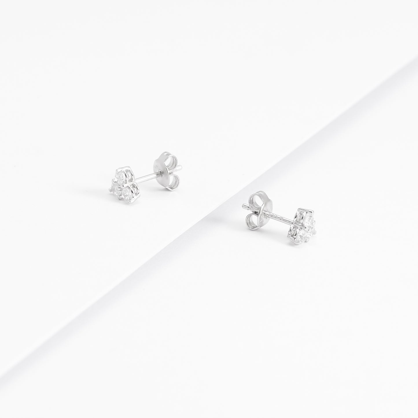 Sterling Silver Zirconia Triangle Stud Earrings 3x2.9mm