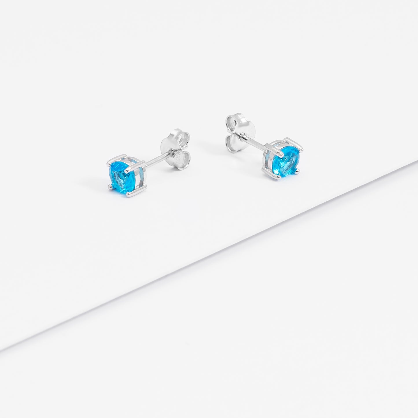 Sterling Silver Zirconia December Birthstone Stud Earrings 5mm