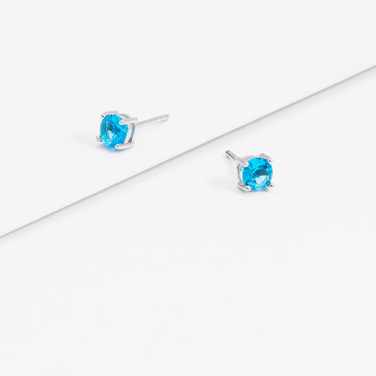 Sterling Silver Zirconia December Birthstone Stud Earrings 5mm