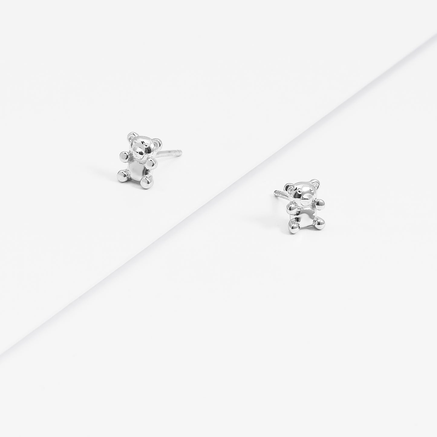 Sterling Silver Teddy Bear Stud Earrings