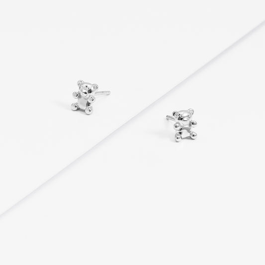 Sterling Silver Teddy Bear Stud Earrings