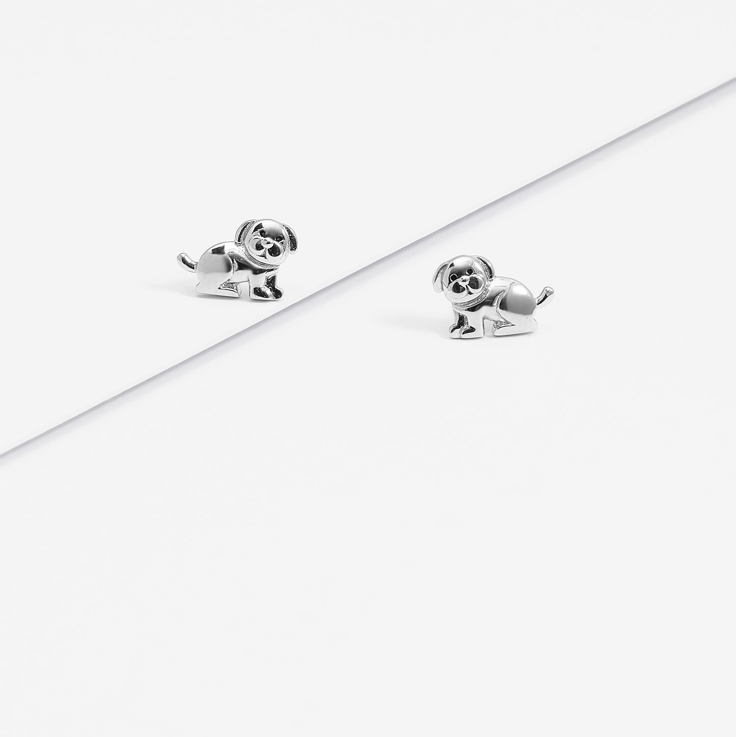 Sterling Silver Puppy Stud Earrings