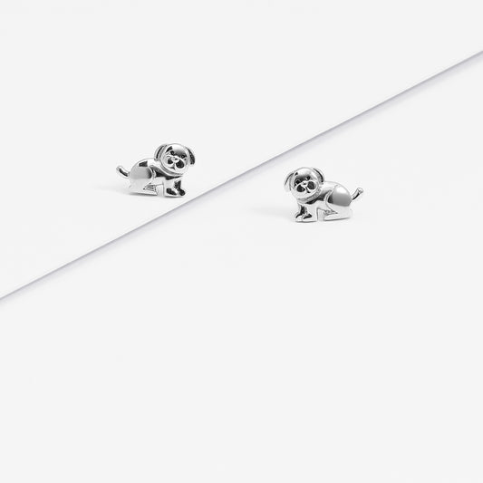 Sterling Silver Puppy Stud Earrings