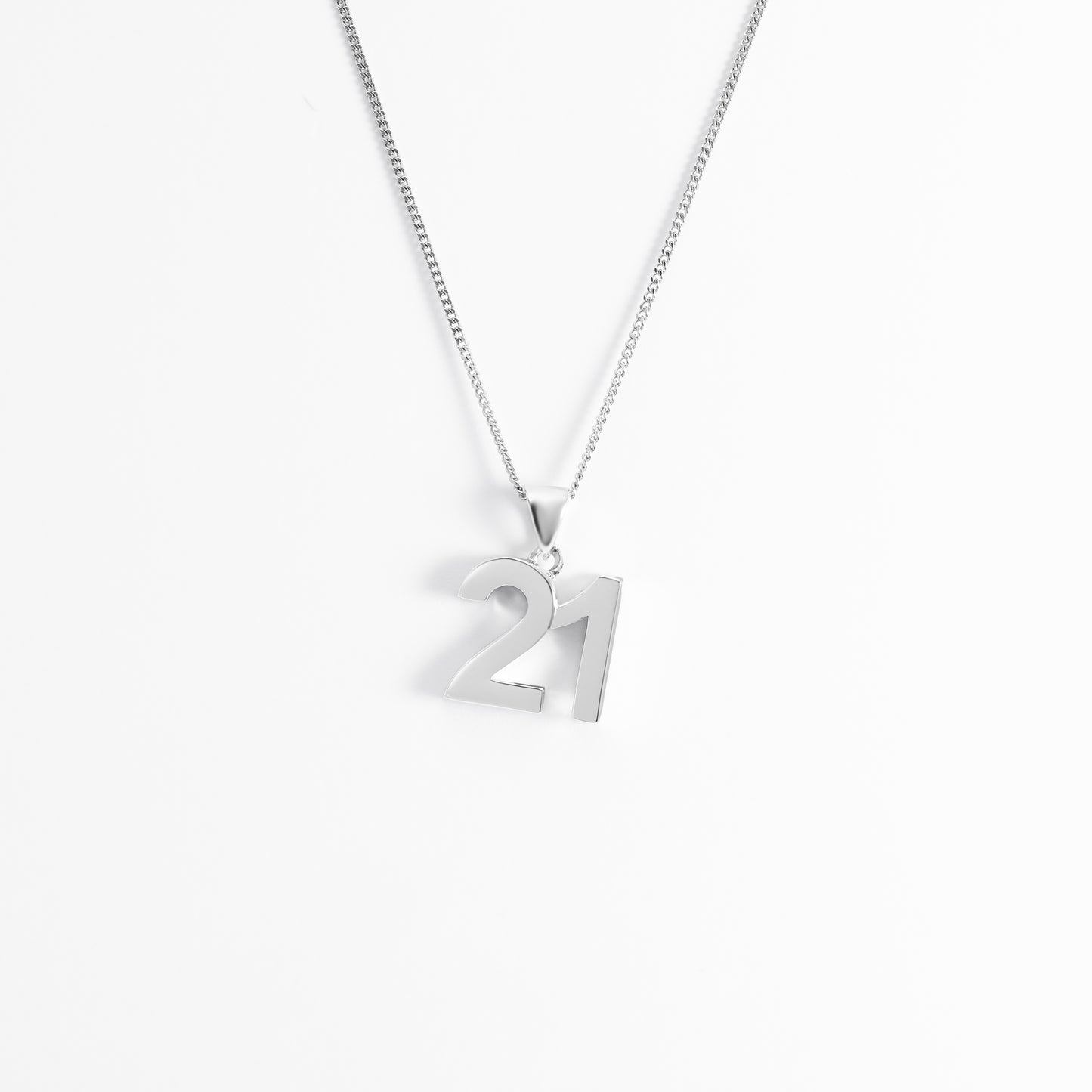 Sterling Silver Solid Number 21 Pendant