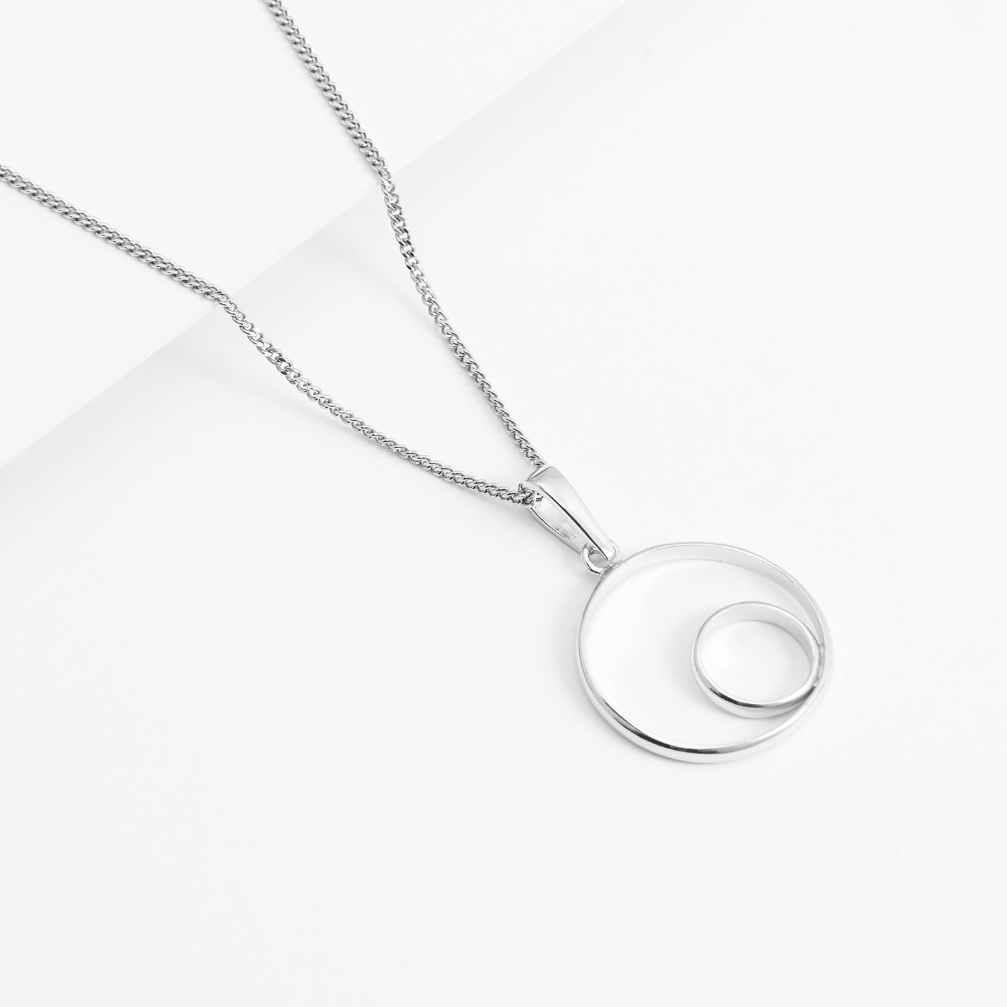 Sterling Silver Double Circle Pendant 14mm