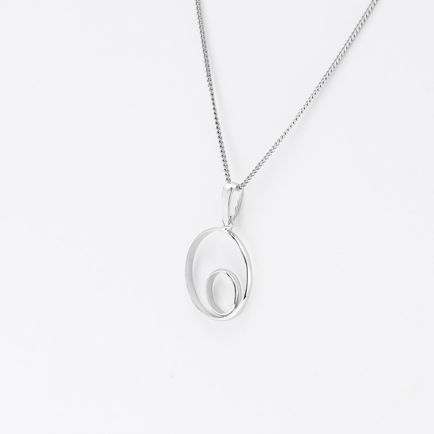 Sterling Silver Double Circle Pendant 14mm