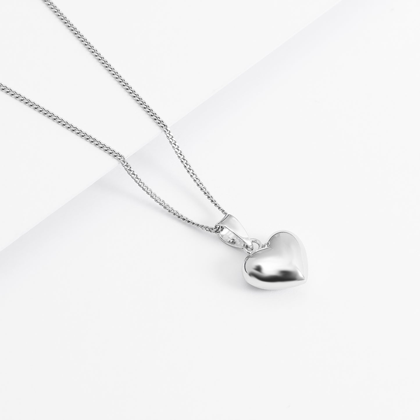 Sterling Silver Plain Puffy Heart Pendant 10mm