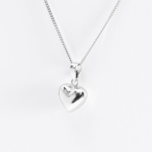 Sterling Silver Plain Puffy Heart Pendant 10mm