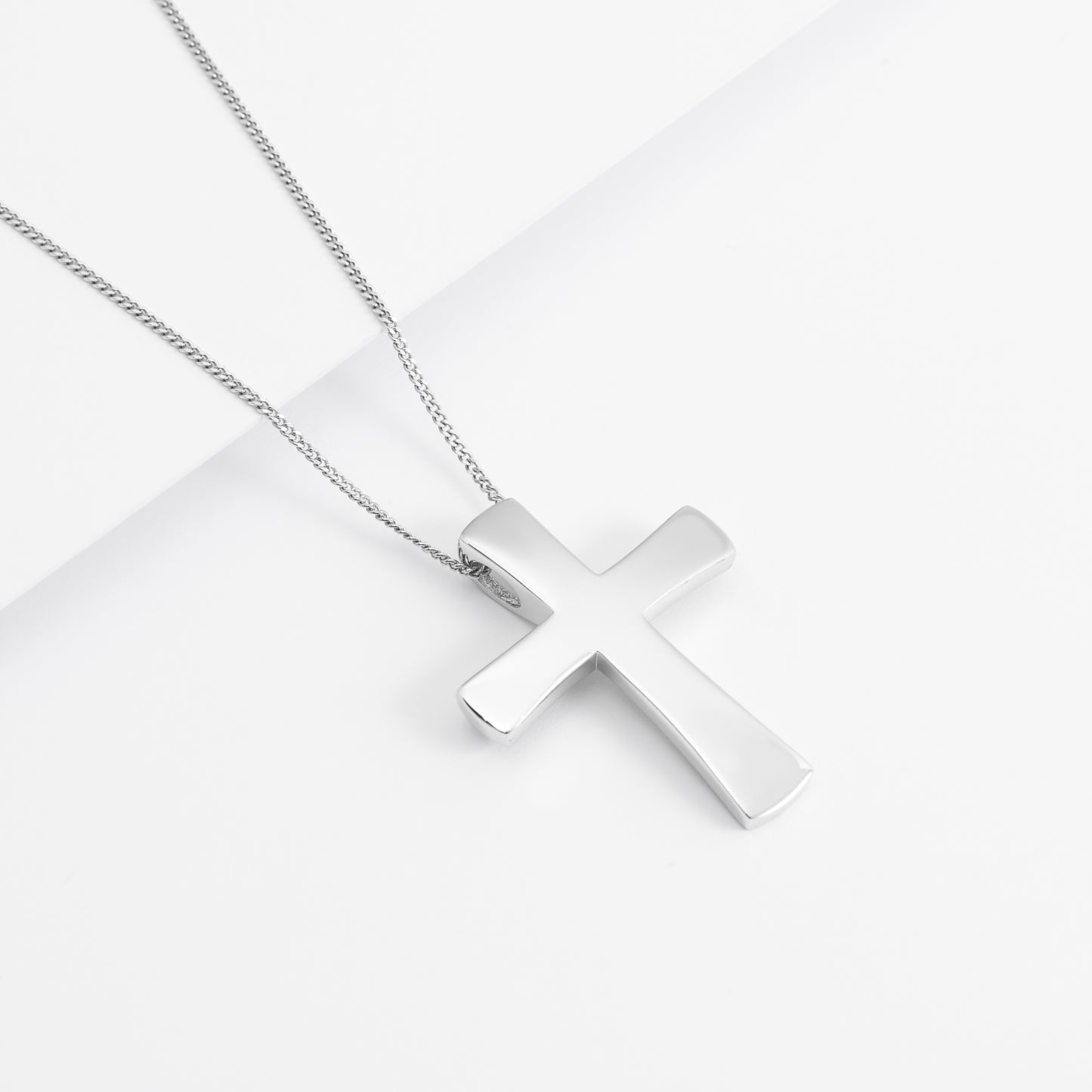 Sterling Silver Plain Rounded Cross Slider Pendant 23x30mm