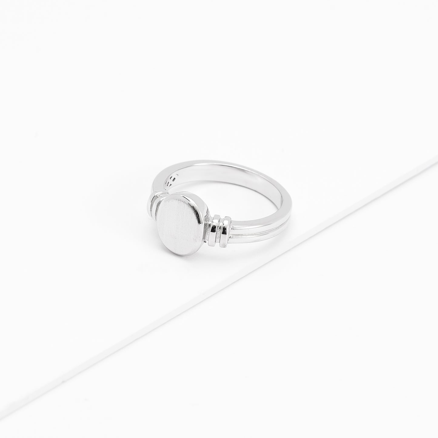 Sterling Silver Matte Oval Signet Ring