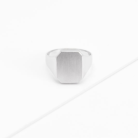 Sterling Silver Matte Emerald Shaped Signet Ring