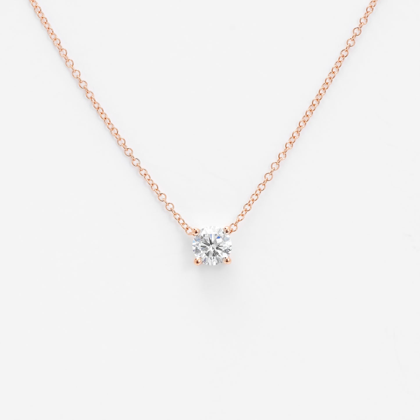 18K Rose Gold Round Brilliant Lab Diamond Solitaire Slider Pendant 0.50ct