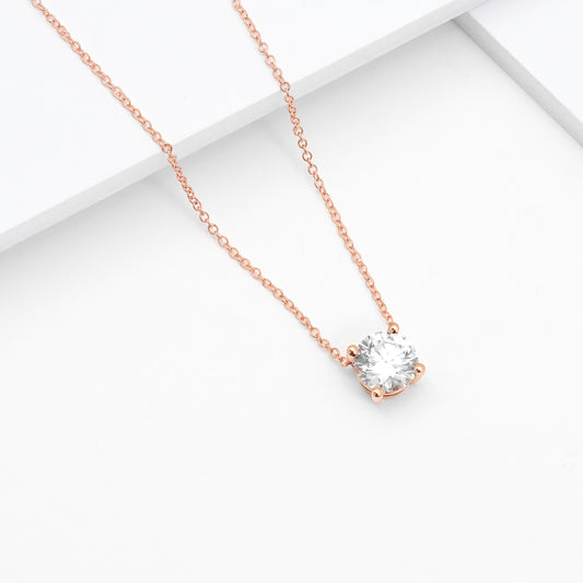 18K Rose Gold Round Brilliant Lab Diamond Solitaire Slider Pendant 1.0ct