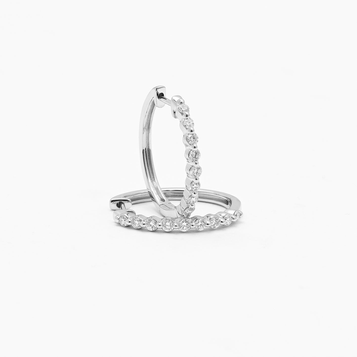 9K White Gold Round Brilliant Floating Lab Diamond Oval Huggie Earrings 0.5tdw
