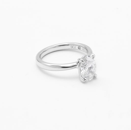 Platinum Oval Lab Diamond Solitaire Engagement Ring 2.0ct