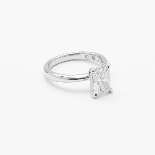 Platinum Radiant Lab Diamond Solitaire Engagement Ring 2.0ct