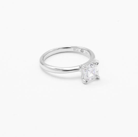 18K White Gold Asscher Lab Diamond Solitaire Engagement Ring 1.5ct