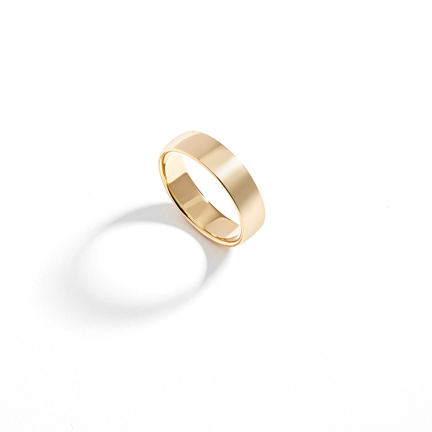 9K Yellow Gold 5mm Plain Contour Profile Wedding Band Ring