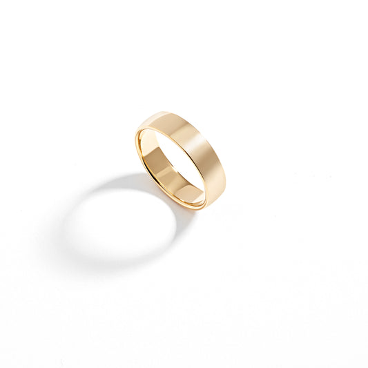 9K Yellow Gold 5mm Plain Contour Profile Wedding Band Ring