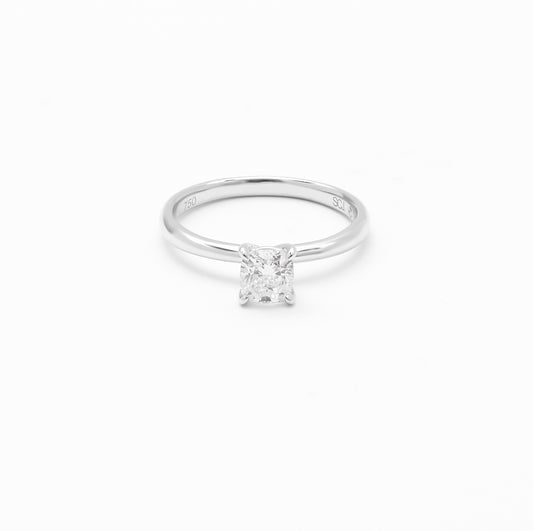 18K White Gold Cushion Diamond Solitaire Engagement Ring 0.75ct